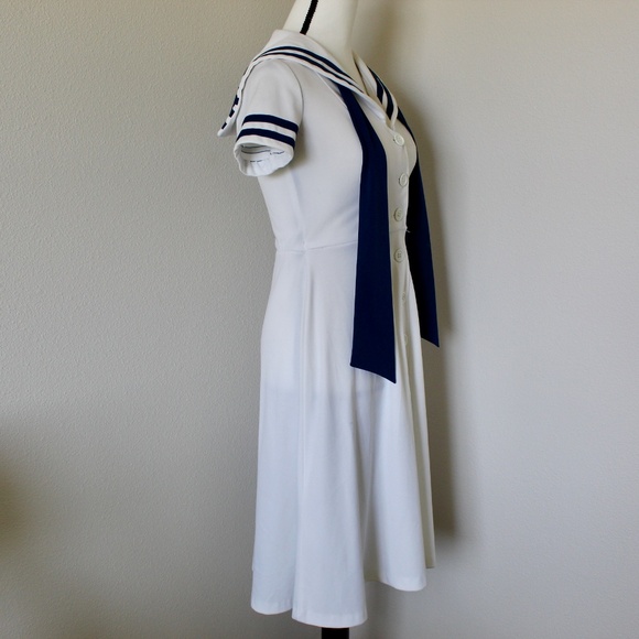 Vintage White & Navy Blue Sailor Dress - Picture 5 of 12